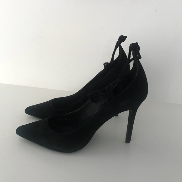 Joie Angelynn Black Suede Wrap-around Heels - Picture 3 of 8
